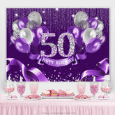 Lila Silber Band Glücklich 50 Geburtstag Hintergrund